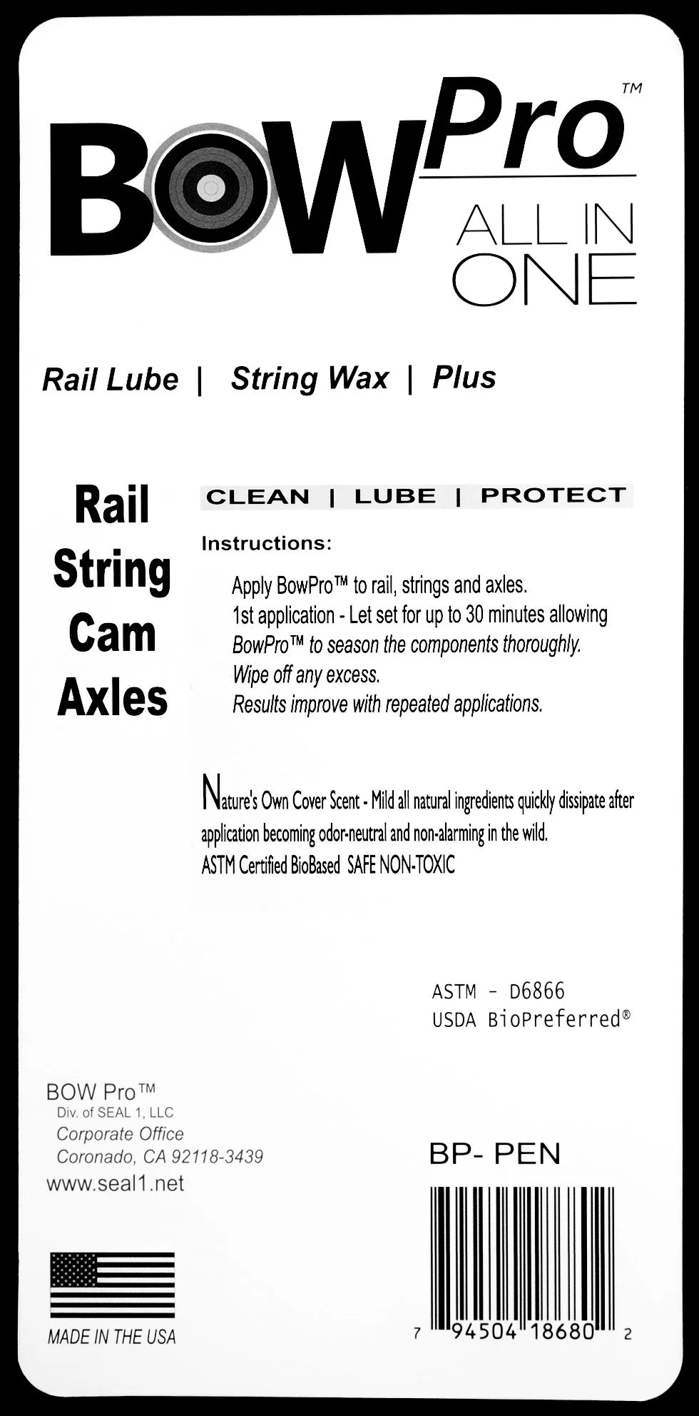 BOW Pro Combination Premium Rail Lube & String Wax Push Pen Applicator